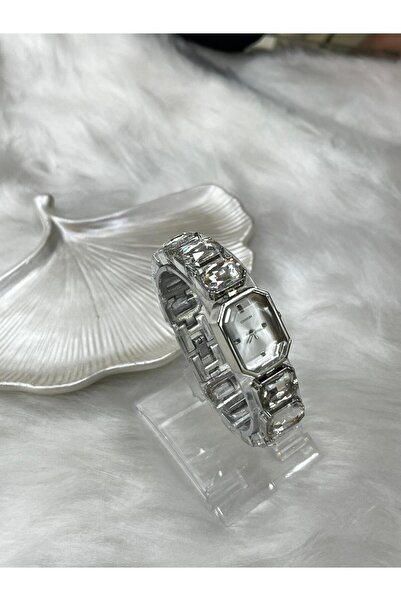 shop Elmas Renkli Taş İşlemeli Gümüş Kordonlu Kadın Kol Saati