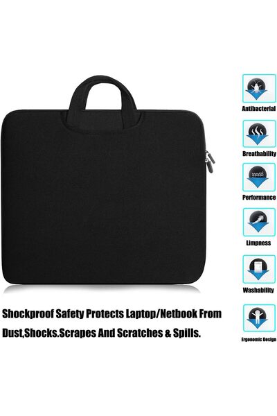 Generic Azoni 15.6-inch Laptop Bag, Durable Travel Handle, Extra Pockets, Lightweight Protective Sleeve - Bl