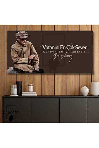 GAAGART Panoramik Kanvas Makam Panosu Karizmatik Atatürk Vatanını En Çok Seven Görevini En İyi Yapandır