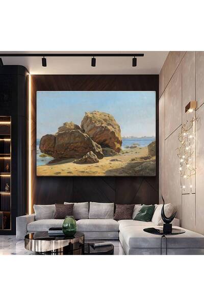 GülsenArt Antoine Vollon, Cliff Cliffs by the Sea, pictură pe pânză, pictură ...