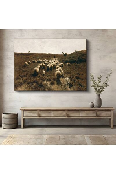 gurbaart Anton Mauve Çoban Koyun Sürüsü Kırsal Kanvas Modern Sanat Tablo Ress...