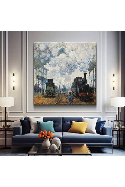 TosbArt Claude Monet Saint-Lazare Garı Tren İstasyonu Kanvas Tablo Sanat Tabl...