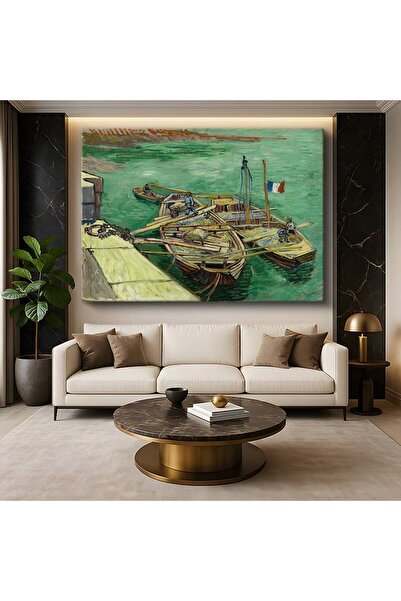 gurbaart Vincent van Gogh Rhône Nehri Tekneler Su Resmi Kanvas Tablo Duvar Ta...
