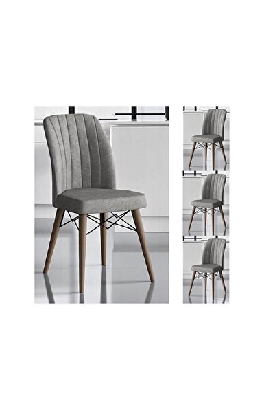 Casafun Set of 4 upholstered chairs Horizon Gold A Plus, extra resident metal frame, natural wood legs, 45x 85 cm
