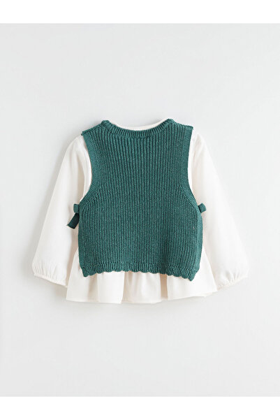 LC Waikiki Ecru Girl's Poplin Shirt and Sweater