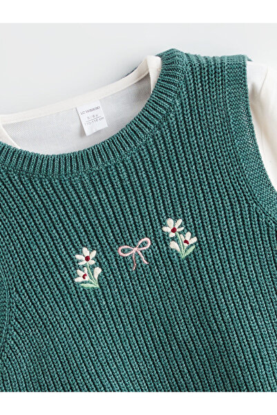 LC Waikiki Ecru Girl's Poplin Shirt and Sweater