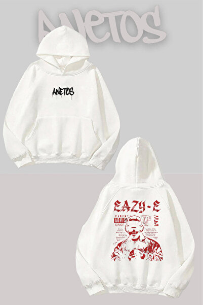 Anetos Φούτερ Eazy E Back με τύπωμα Λευκό με κουκούλα