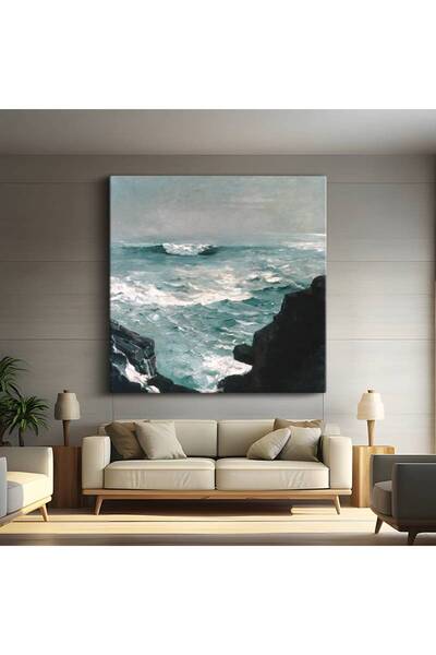 TosbArt Winslow Homer Cannon Rock Kayalık Deniz Kanvas Tablo Sanat Tablosu Re...