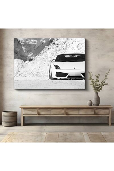 Generic Brand Lamborghini Gallardo Tablou pe pânză sportiv alb, pictură cu pr...