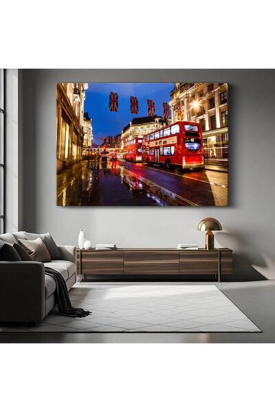 Generic Brand Pictură pe pânză roșie iconică cu autobuzul din Londra, pictură...