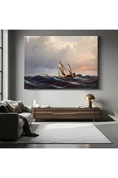 TosbArt Ivan Aivazovsky Fırtınalı Deniz Yelkenli Resmi Kanvas Tablo Sanat Tab...