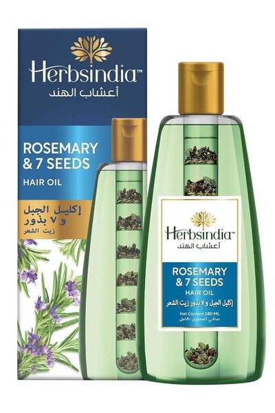 Herbsindia زيت الشعر بالروزماري و 7 بذور 280 مل