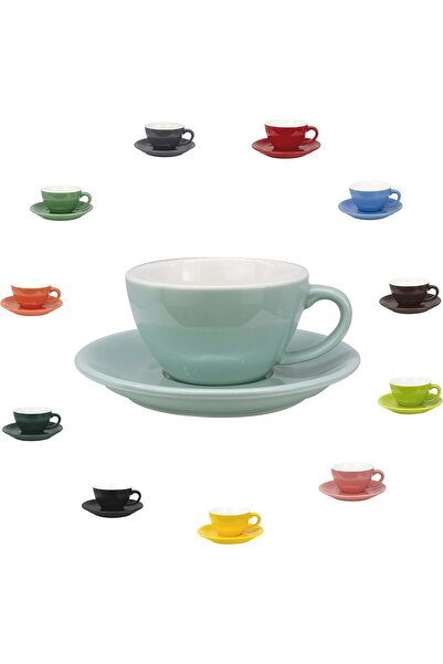 MIBRU Ceramic Coffee Cup with Saucer - Sky Blue - 200 ml