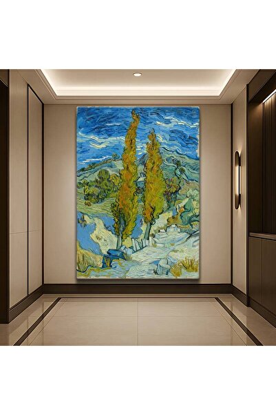 Vincent van Gogh İki Selvi Ağacı Doğa Kanvas Tablo Duvar Tablosu Dekoratif Ressam Tablosu