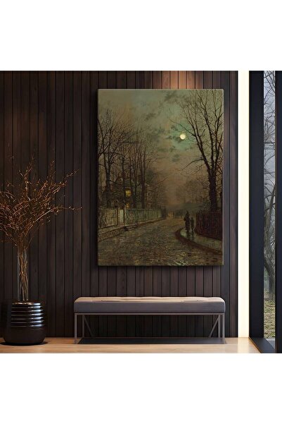 GülsenArt John Atkinson Grimshaw Romantik Mehtaplı Gece Kanvas Tablo Duvar Ta...