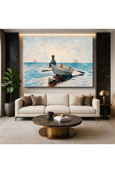 TosbArt Winslow Homer Denizde Balıkçı Su Sporları Resmi Kanvas Tablo Sanat Ta...