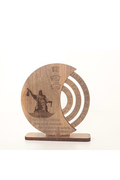 J TOYSS Kişiye Özel Ahşap Sonsuz Takvim - Masaüstü Ofis Dekorasyonu