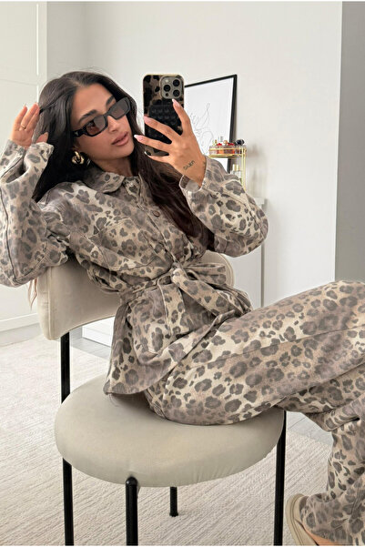 Bak'ap Premium Trend Denim Jeans with Tie Detail Noktur Jacket - Wide Leg Jeans 2-Piece Set