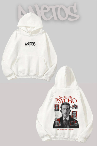 Anetos Bruce Wayne Spate cu imprimeu Alb cu glugă Swea tricou