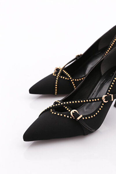 DGN Pm492-K1750 Women's Belt Buckle Detailed Stone Heeled Shoes