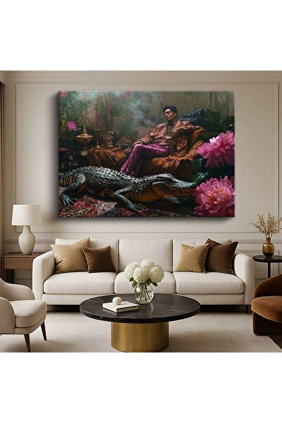 GülsenArt Midjourney Crocodile Room Φανταστική ψηφιακή ζωγραφική σε καμβά, ζω...