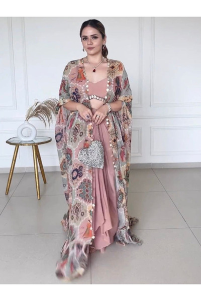 MYSMAR شولي سفلي من الحرير باللون الوردي الفاتح - HRT4214 | وردي فاتح