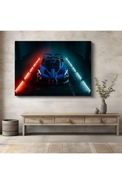 Generic Brand Εκτύπωση σε καμβά με φώτα νέον Bugatti Bolide, ζωγραφική σούπερ...