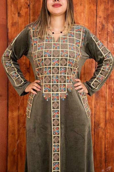 AFandina Velvet jalabiya, elegant design on luxurious fabric A-184