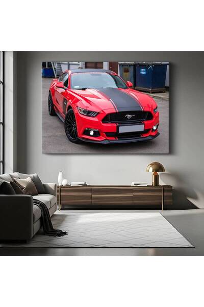 Generic Brand Tablou pe pânză Ford Mustang GT Racing, cu dungi, pictură cu ma...