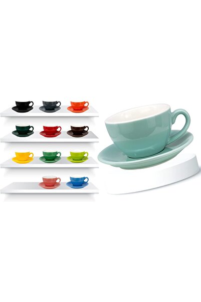 MIBRU Ceramic Coffee Cup with Saucer - Sky Blue - 200 ml