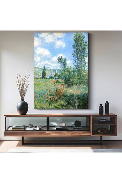 gurbaart Claude Monet Kırmızı Gelincik Çiçek Tarlası Kanvas Modern Sanat Tabl...