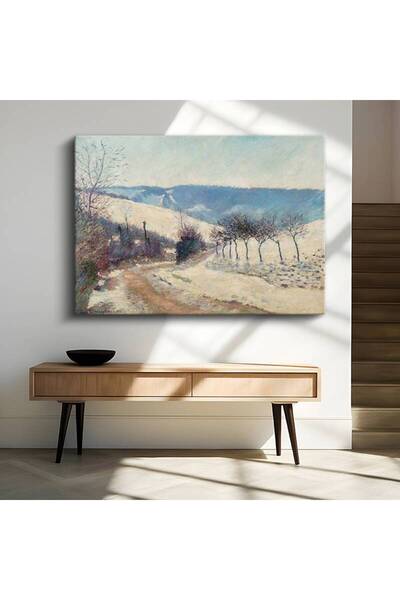 GülsenArt Blanche Hoschedé-Monet Karlı Yol Kış Manzarası Kanvas Tablo Duvar T...
