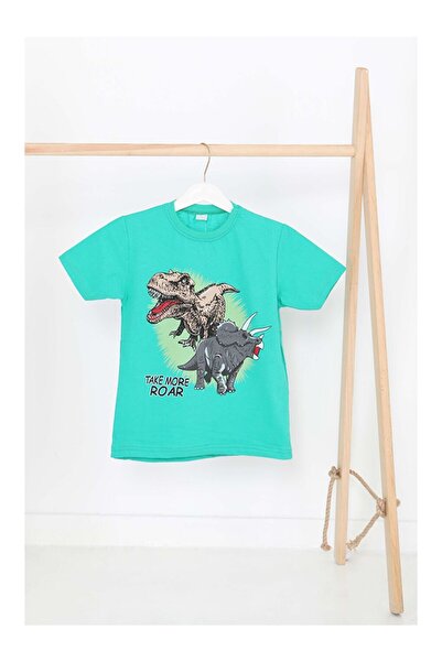 LC Waikiki Tricou cu mânecă scurtă cu imprimeu verde pentru băiat - 27384