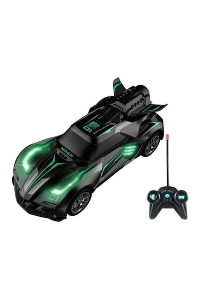 MASHASHOP Remote Control Car, Smoke Effect, 1:18 Scale, Working Headlights, Left/Right Steering, Black, 18 cm