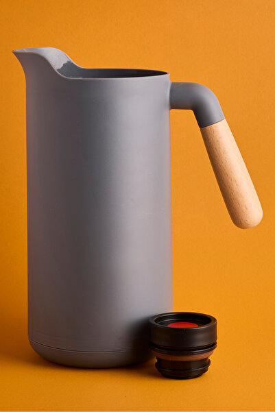 Perotti Lotus Nordic Bambu Saplı Cam Vakumlu Termos 1000 ml Gri