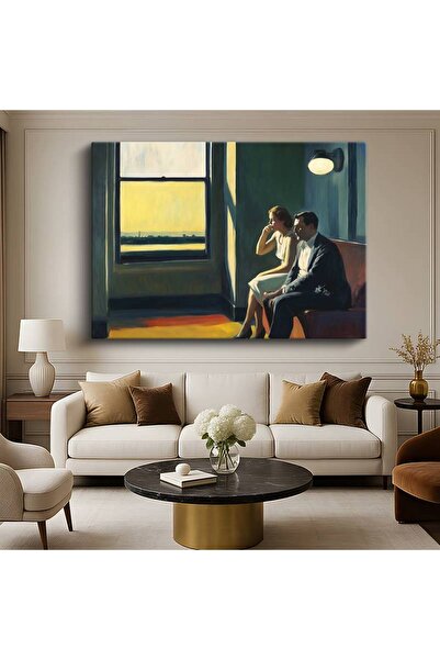 GülsenArt Edward Hopper Vedere de la fereastră Cuplu romantic Tablou pictat p...