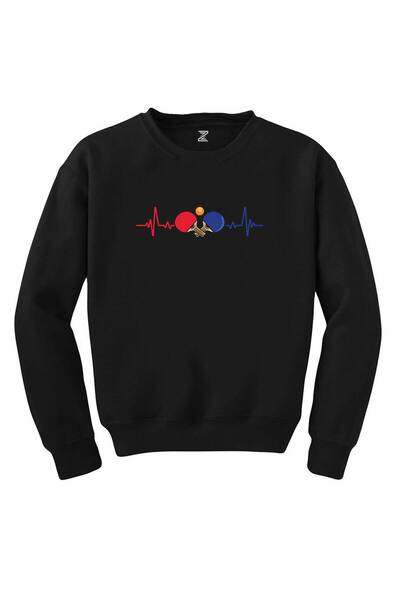 WAKHA سويت شيرت بينج بونج هارت بيت باللون الأسود