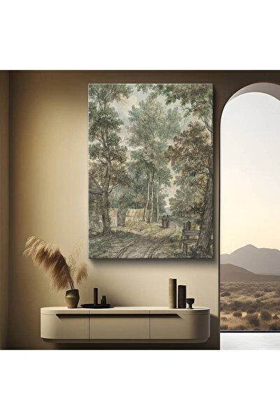 TosbArt Anonim Kırsal Yol Doğa Manzarası Kanvas Tablo Sanat Tablosu Ressam Ta...