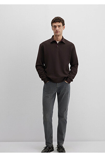 Mavi Мъжка кафява суитшърт с копчета M0S10474-89103