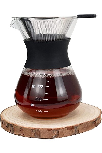 MIBRU Chemex-style 8-in-1 Coffee Brewing Set with 400ml Bag - White Stainless Steel