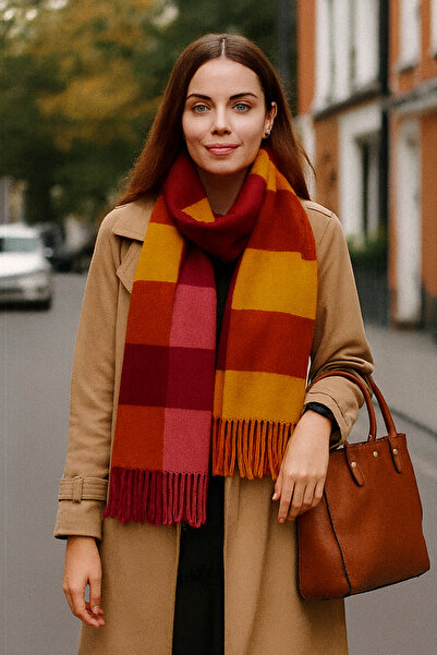 ARMİZA Checkered Patterned Soft Textured Acrylic Winter Scarf.