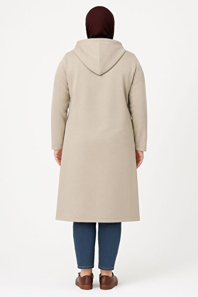 MAY MARA Plus Size Long Ferace with Side Pockets, Hood and Snap Closure