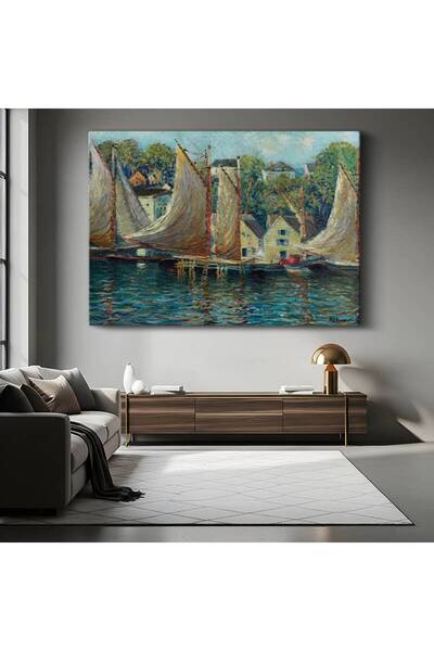 TosbArt Henry Bacon Yelkenliler Liman Deniz Manzarası Kanvas Tablo Sanat Tabl...
