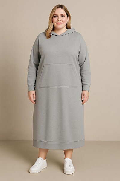 MAY MARA Plus Size 3 Yarn Dress with Pockets and Hood