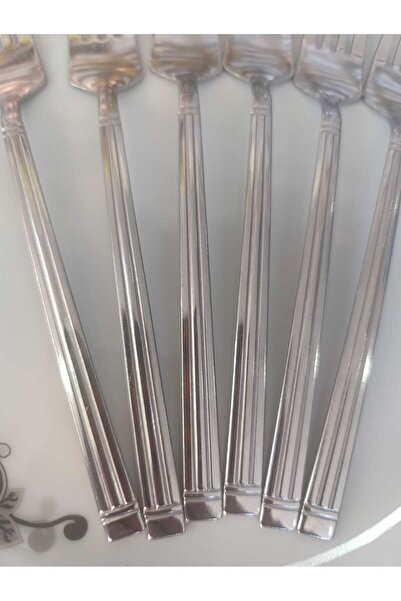 Yüsra Shop 6 Yüsra Model Dessert Forks (Stainless Steel) Are Suitable for Daily Use.