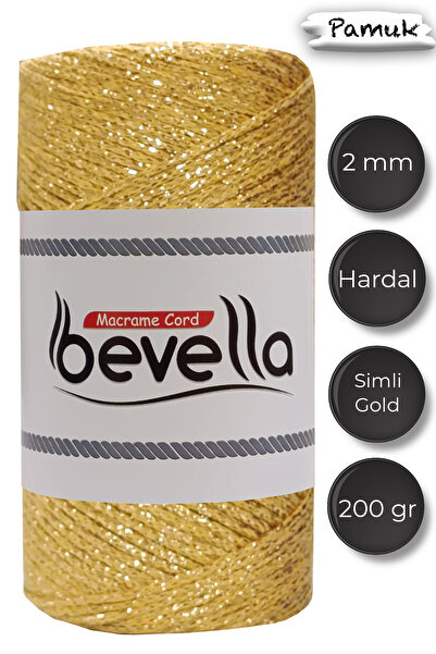 Bevella Macrame Cord Ultra Simli 2 mm Bordo Gümüş Makrome İpi 200 gr