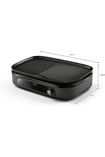 Philips Table Grill HD6210/90 - 2400W, 1250 cm² Surface, Adjustable Temperature