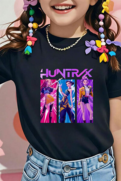 MECH BUTİK Μπλουζάκι με στάμπα Demon Hunter Huntrix σε μαύρο και άσπρο χρώμα, Unisex
