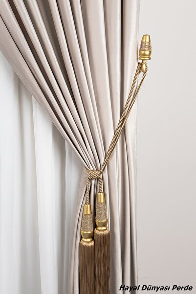 Hayal Dünyası Özel Yapım Perde Toplayıcı Ahşap Taşlı Renso Braçol Takım