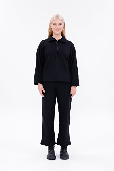 trendlina Σετ με μισό φερμουάρ κάτω από το επάνω μέρος από φλις